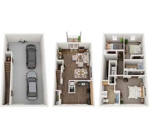 Floor plan for 3 beds, 2 baths, 1554 sqft